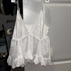 Elegant White Ruffled Camisole